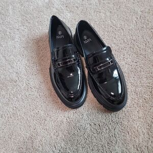 Chunky Black Shinny Loafers Summer Womens Size 11 US 44 EUR